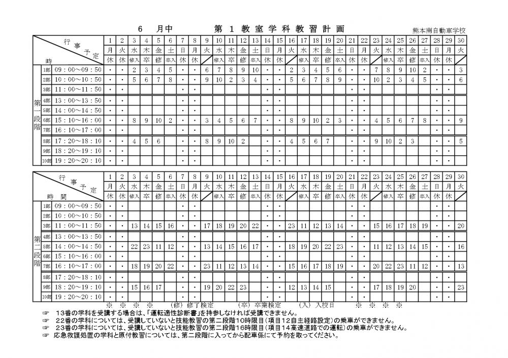 学科計画6月