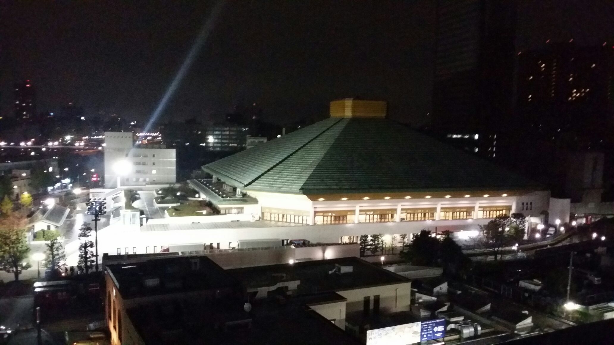 両国国技館の夜景が！