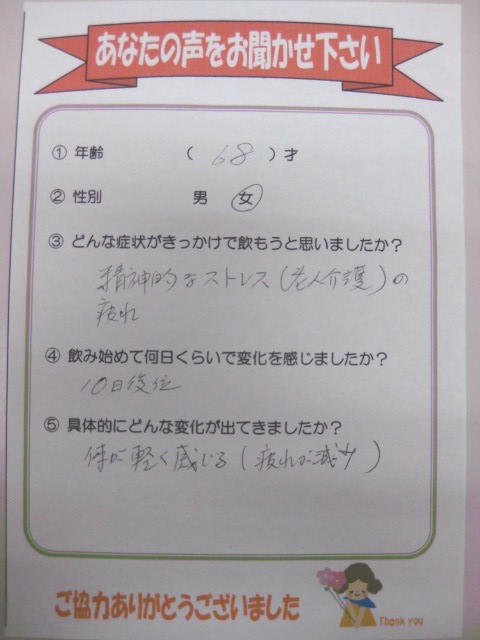 田七人参 お客様の声 ストレス