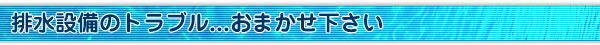 排水設備のトラブル...おまかせ下さい